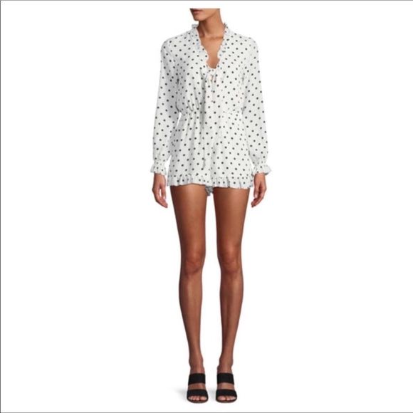 New! Free GenerationRuffle Polka-Dot Woven Romper - Picture 4 of 10